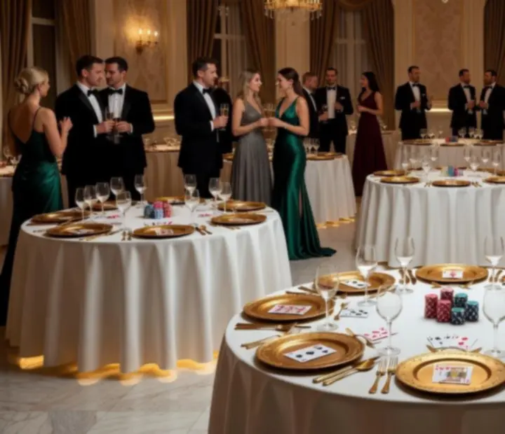 Elegáns, meleg hangulatvilágítású rendezvényhelyszín bordeaux és smaragdzöld dekorációval