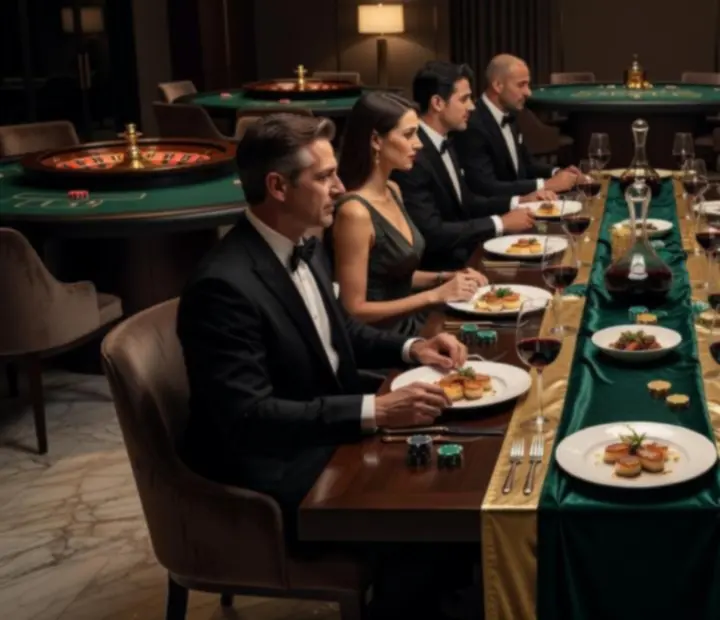 Privát kaszinóhangulatú vacsora elegáns terítéssel