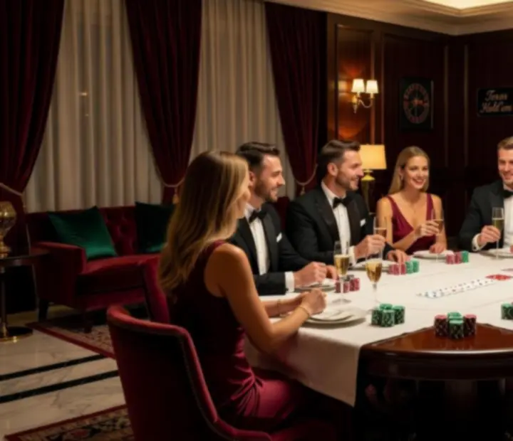 Privát kaszinó tematikájú parti elegáns berendezéssel